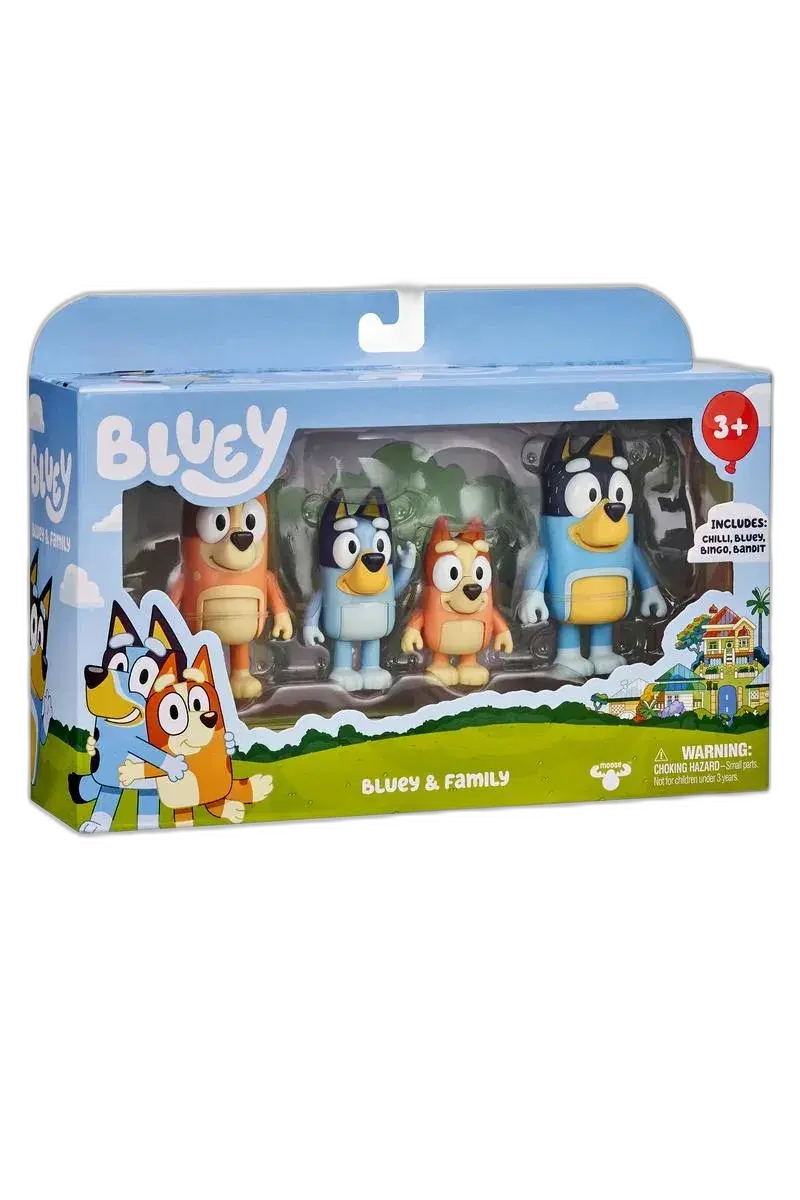 Bluey 4 Pack Figures - Bluey and Family