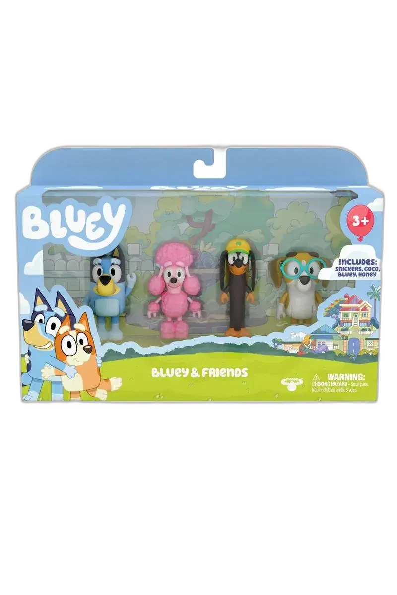 Bluey 4 Pack Figures - Bluey and Friends